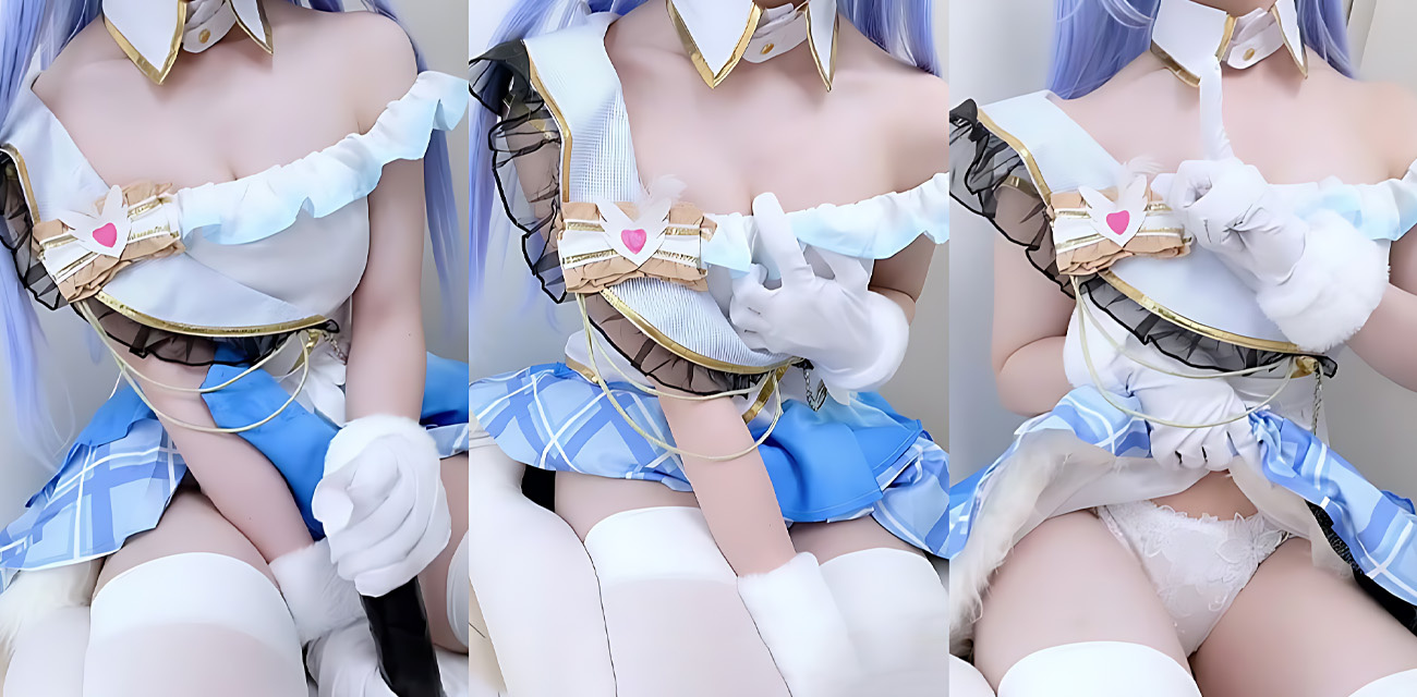 推特网红【aliceholic13铃木羽那】cosplay制服诱惑，白丝少女呻吟娇喘玩弄阳具，手足并用全程骚到爆炸